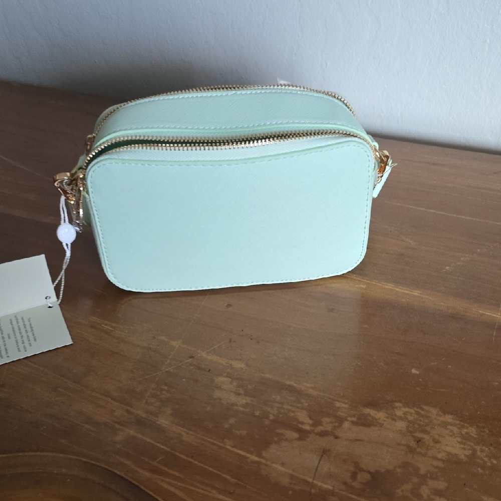 Valentino Orlandi Light Green Crossbody Bag with Gold Accents - Picture 4 of 5